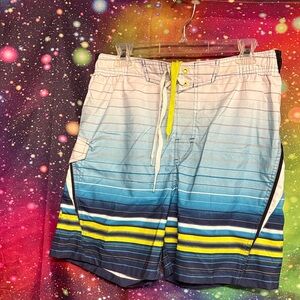 Men's Blue Gradient Stripe Swim Trunks